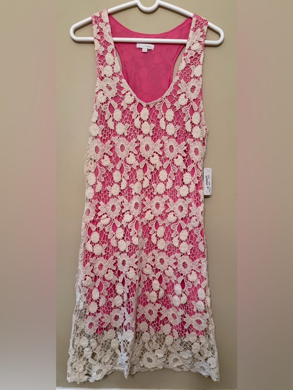 Charming Charlie Pink Crochet Dress.